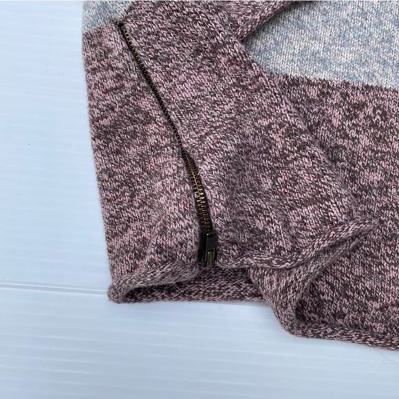 Prana womens Astrid sweater grey and pink side zip detail size Large - Picture 6 of 13
